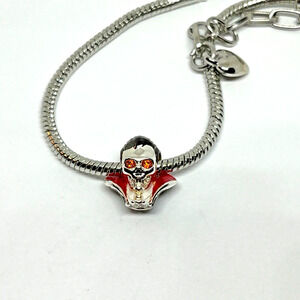 Sterling Silver Dracula Charm Bead for European Bracelet Vampire Rockabilly 3D